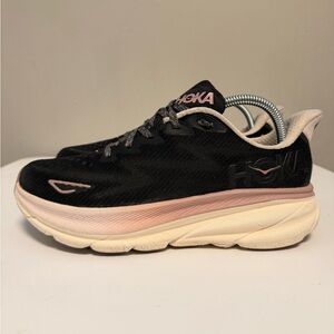 Hoka One One Clifton 9 Black/Pink Running Shoes Women’s US 8.5 B 1127896 ONQ